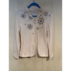 Women's Breckenridge Cream Fleece Snowflake Jacket L